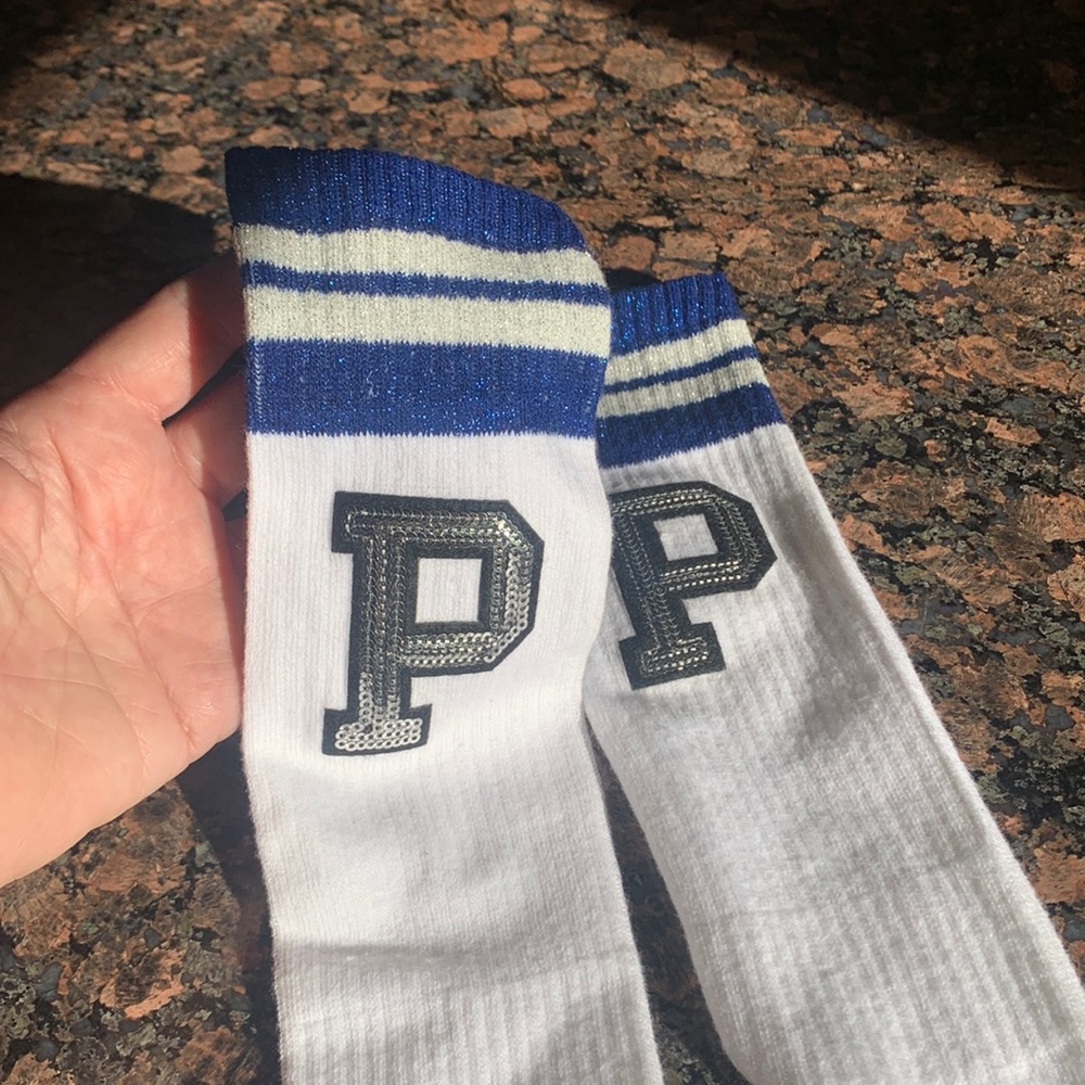 PINK victoria’s Secret, high top, glittery socks.